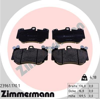 Zimmermann 23961.170.1 - Kit de plaquettes de frein, frein à disque cwaw.fr