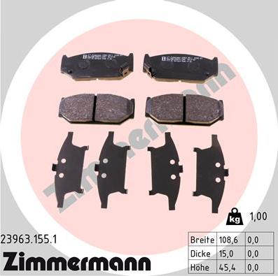 Zimmermann 23963.155.1 - Kit de plaquettes de frein, frein à disque cwaw.fr