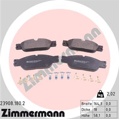 Zimmermann 23908.180.2 - Kit de plaquettes de frein, frein à disque cwaw.fr