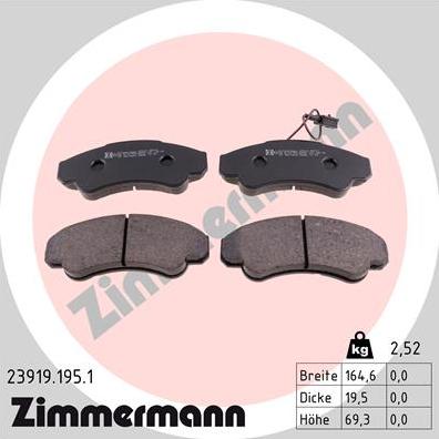 Zimmermann 23919.195.1 - Kit de plaquettes de frein, frein à disque cwaw.fr