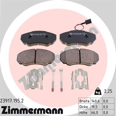 Zimmermann 23917.195.2 - Kit de plaquettes de frein, frein à disque cwaw.fr