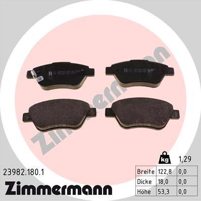 Zimmermann 23982.180.1 - Kit de plaquettes de frein, frein à disque cwaw.fr