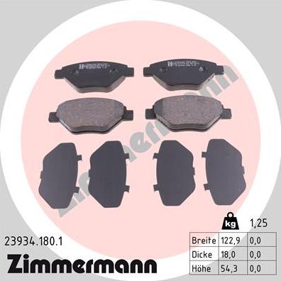 Zimmermann 23934.180.1 - Kit de plaquettes de frein, frein à disque cwaw.fr