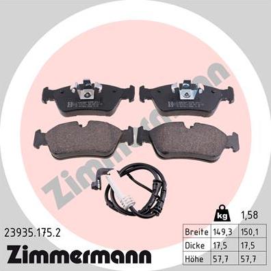 Zimmermann 23935.175.2 - Kit de plaquettes de frein, frein à disque cwaw.fr