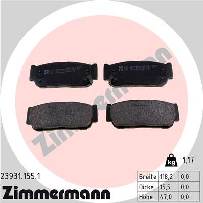 Zimmermann 23931.155.1 - Kit de plaquettes de frein, frein à disque cwaw.fr