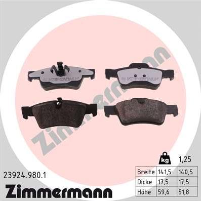 Zimmermann 23924.980.1 - Kit de plaquettes de frein, frein à disque cwaw.fr