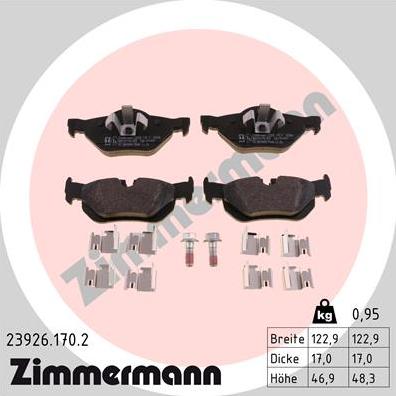 Zimmermann 23926.170.2 - Kit de plaquettes de frein, frein à disque cwaw.fr