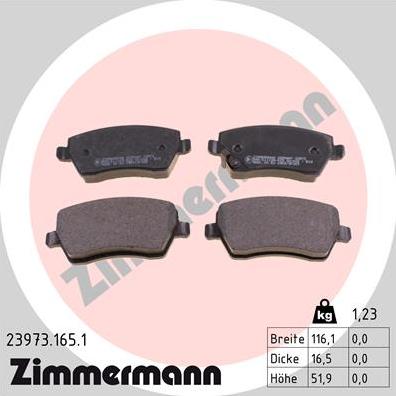 Zimmermann 23973.165.1 - Kit de plaquettes de frein, frein à disque cwaw.fr