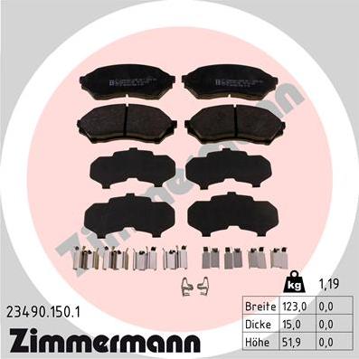 Zimmermann 23490.150.1 - Kit de plaquettes de frein, frein à disque cwaw.fr