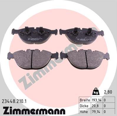 Zimmermann 23448.210.1 - Kit de plaquettes de frein, frein à disque cwaw.fr