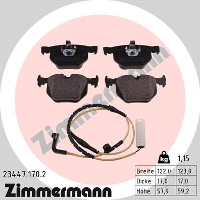 Zimmermann 23447.170.2 - Kit de plaquettes de frein, frein à disque cwaw.fr