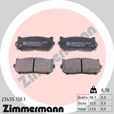 Zimmermann 23455.130.1 - Kit de plaquettes de frein, frein à disque cwaw.fr