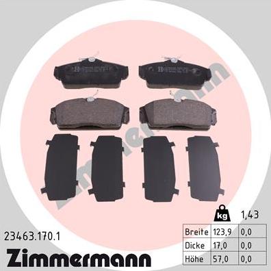 Zimmermann 23463.170.1 - Kit de plaquettes de frein, frein à disque cwaw.fr