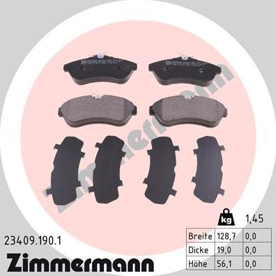 Zimmermann 23409.190.1 - Kit de plaquettes de frein, frein à disque cwaw.fr