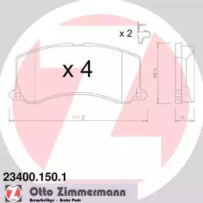 Zimmermann 23400.150.1 - Kit de plaquettes de frein, frein à disque cwaw.fr