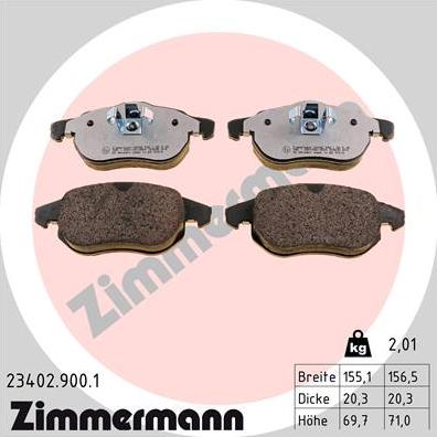 Zimmermann 23402.900.1 - Kit de plaquettes de frein, frein à disque cwaw.fr