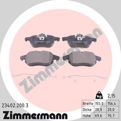 Zimmermann 23402.200.3 - Kit de plaquettes de frein, frein à disque cwaw.fr