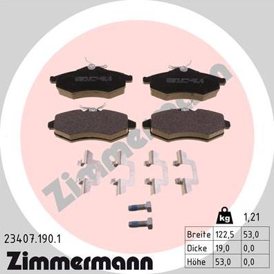 Zimmermann 23407.190.1 - Kit de plaquettes de frein, frein à disque cwaw.fr