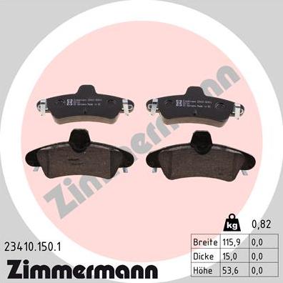 Zimmermann 23410.150.1 - Kit de plaquettes de frein, frein à disque cwaw.fr