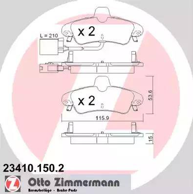 Zimmermann 23410.150.2 - Kit de plaquettes de frein, frein à disque cwaw.fr