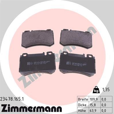 Zimmermann 23478.165.1 - Kit de plaquettes de frein, frein à disque cwaw.fr