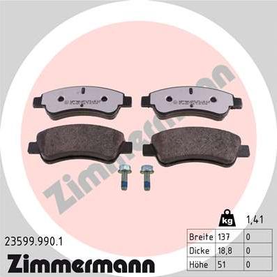 Zimmermann 23599.990.1 - Kit de plaquettes de frein, frein à disque cwaw.fr