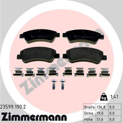 Zimmermann 23599.190.2 - Kit de plaquettes de frein, frein à disque cwaw.fr