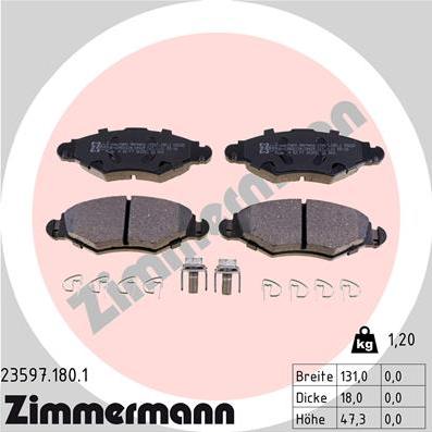 Zimmermann 23597.180.1 - Kit de plaquettes de frein, frein à disque cwaw.fr