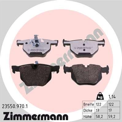 Zimmermann 23550.970.1 - Kit de plaquettes de frein, frein à disque cwaw.fr