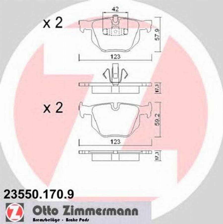 Zimmermann 235501709 - Kit de plaquettes de frein, frein à disque cwaw.fr