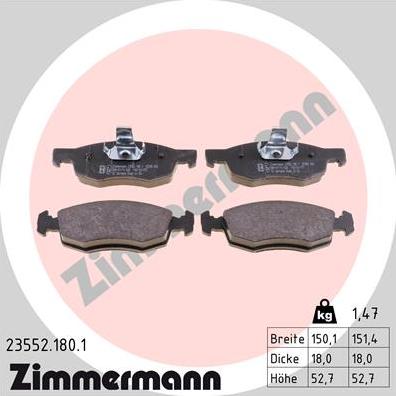 Zimmermann 23552.180.1 - Kit de plaquettes de frein, frein à disque cwaw.fr