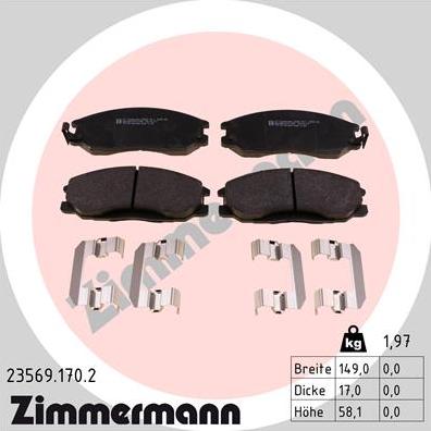 Zimmermann 23569.170.2 - Kit de plaquettes de frein, frein à disque cwaw.fr