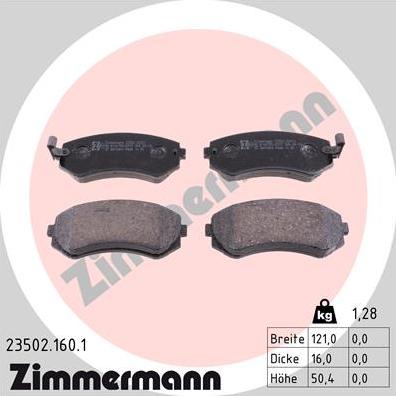 Zimmermann 23502.160.1 - Kit de plaquettes de frein, frein à disque cwaw.fr