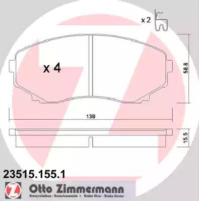 Zimmermann 23515.155.1 - Kit de plaquettes de frein, frein à disque cwaw.fr