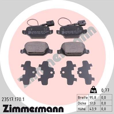 Zimmermann 23517.170.1 - Kit de plaquettes de frein, frein à disque cwaw.fr