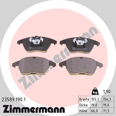 Zimmermann 23589.190.1 - Kit de plaquettes de frein, frein à disque cwaw.fr