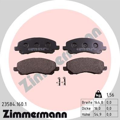 Zimmermann 23584.160.1 - Kit de plaquettes de frein, frein à disque cwaw.fr