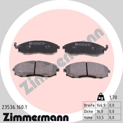 Zimmermann 23536.160.1 - Kit de plaquettes de frein, frein à disque cwaw.fr