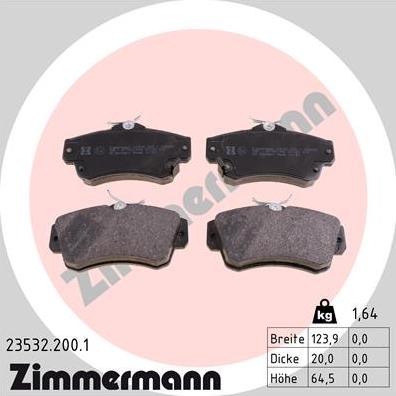 Zimmermann 23532.200.1 - Kit de plaquettes de frein, frein à disque cwaw.fr