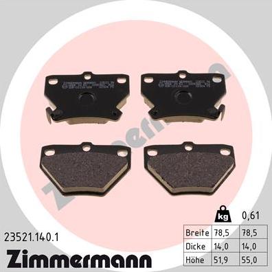 Zimmermann 23521.140.1 - Kit de plaquettes de frein, frein à disque cwaw.fr