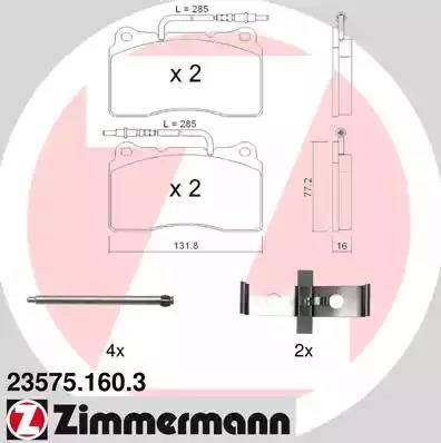 Zimmermann 23575.160.3 - Kit de plaquettes de frein, frein à disque cwaw.fr