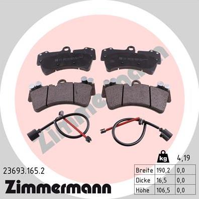 Zimmermann 23693.165.2 - Kit de plaquettes de frein, frein à disque cwaw.fr