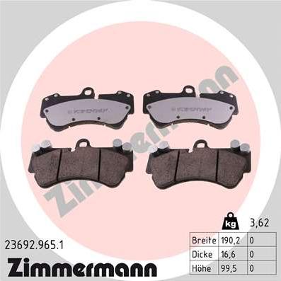 Zimmermann 23692.965.1 - Kit de plaquettes de frein, frein à disque cwaw.fr