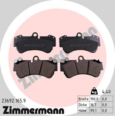 Zimmermann 23692.165.9 - Kit de plaquettes de frein, frein à disque cwaw.fr