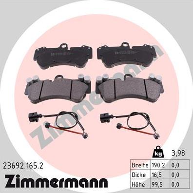 Zimmermann 23692.165.2 - Kit de plaquettes de frein, frein à disque cwaw.fr