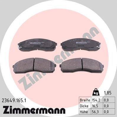 Zimmermann 23649.165.1 - Kit de plaquettes de frein, frein à disque cwaw.fr