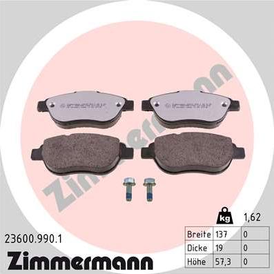 Zimmermann 23600.990.1 - Kit de plaquettes de frein, frein à disque cwaw.fr