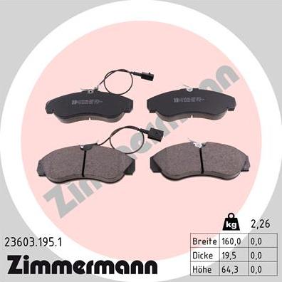 Zimmermann 23603.195.1 - Kit de plaquettes de frein, frein à disque cwaw.fr