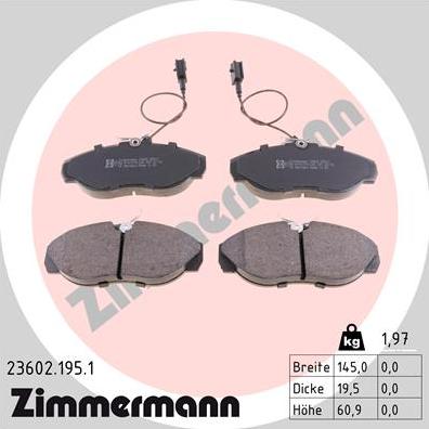 Zimmermann 23602.195.1 - Kit de plaquettes de frein, frein à disque cwaw.fr