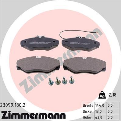 Zimmermann 23099.180.2 - Kit de plaquettes de frein, frein à disque cwaw.fr